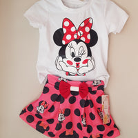 CONJUNTO MINNIE LAZO (BLUSA+FALDA)