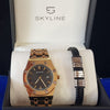 CONJUNTO SKYLINE DORADO OCTO RELOJ + BRAZALETE