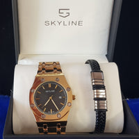 CONJUNTO SKYLINE DORADO OCTO RELOJ + BRAZALETE