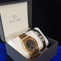 CONJUNTO SKYLINE DORADO OCTO RELOJ + BRAZALETE