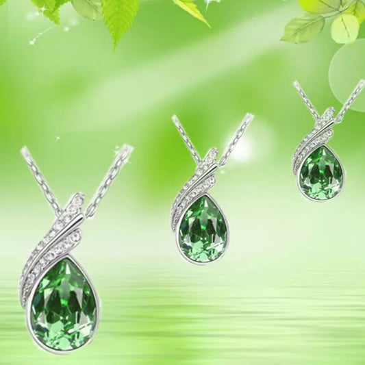 SET 2 COLGANTE Y PENDIENTES GOTA VERDE ESPERANZA