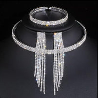 SET BRILLANTE DE GARGANTILLA PULSERA Y PENDIENTES
