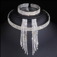 SET BRILLANTE DE GARGANTILLA PULSERA Y PENDIENTES