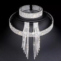 SET BRILLANTE DE GARGANTILLA PULSERA Y PENDIENTES