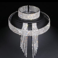 SET BRILLANTE DE GARGANTILLA PULSERA Y PENDIENTES